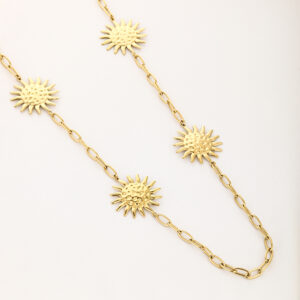 Dames Ketting met Zon Bedels RVS 90 cm – Goud of Zilver