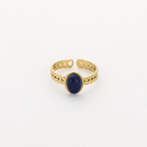 Verstelbare gouden ring met lapis lazuli steen