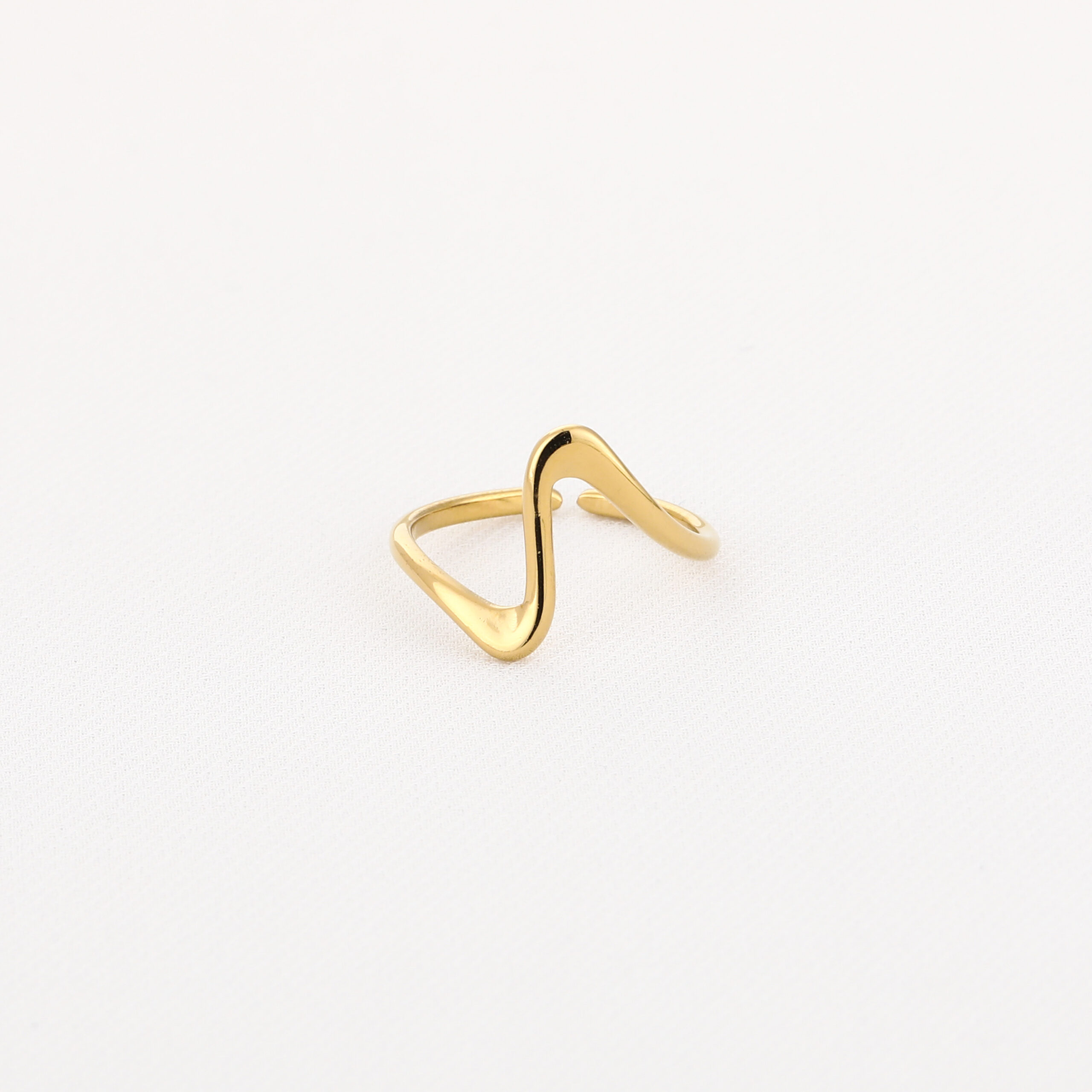 Verstelbare wave ring van stainless steel in goud en zilver