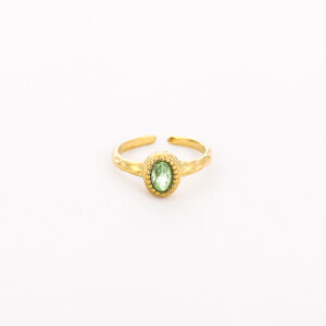 Verstelbare gouden ring met lichtgroene steen