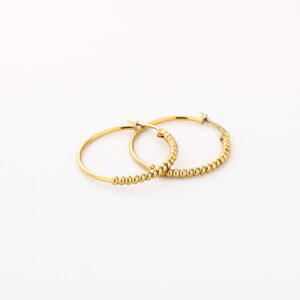 Ronde hoops oorbellen met bolletjes van stainless steel
