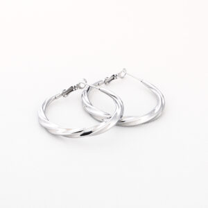 Zilveren twisted hoops van stainless steel