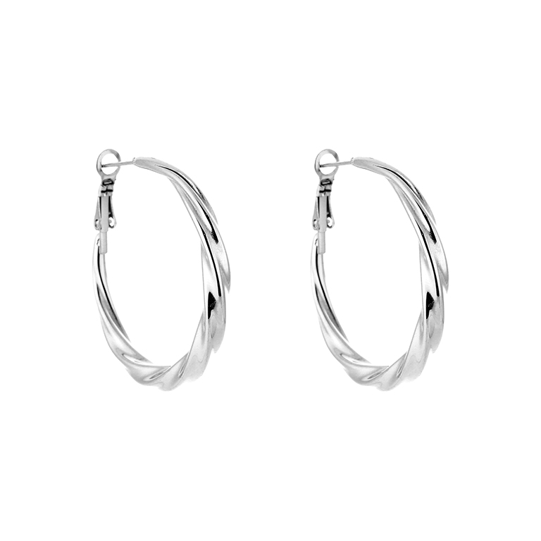 Zilveren twisted hoops van stainless steel