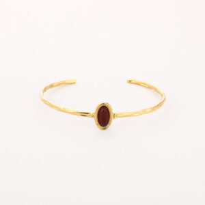 Gouden bangle armband met rode steen van stainless steel