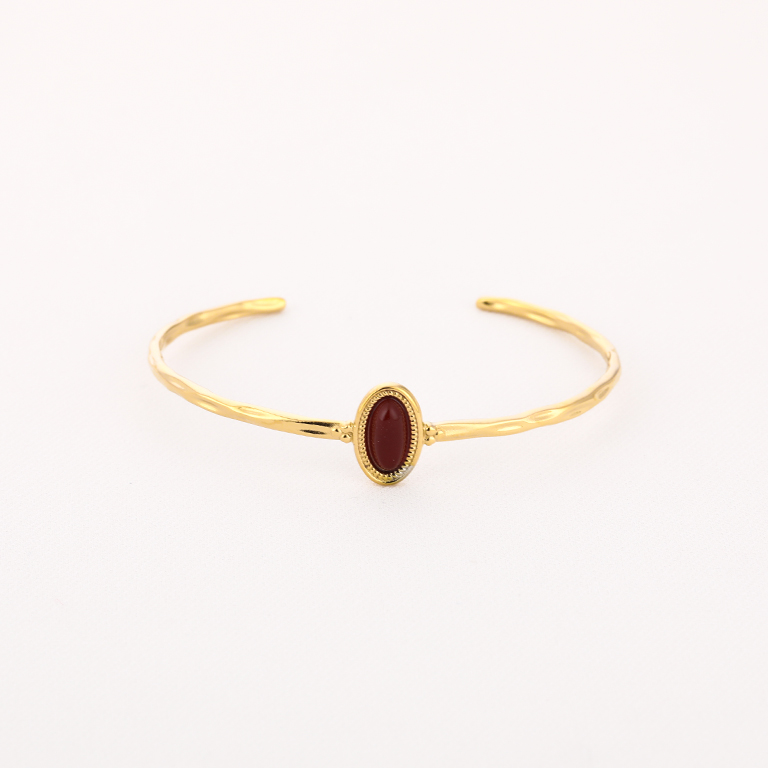 Gouden bangle armband met rode steen van stainless steel