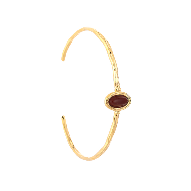 Gouden bangle armband met rode steen van stainless steel
