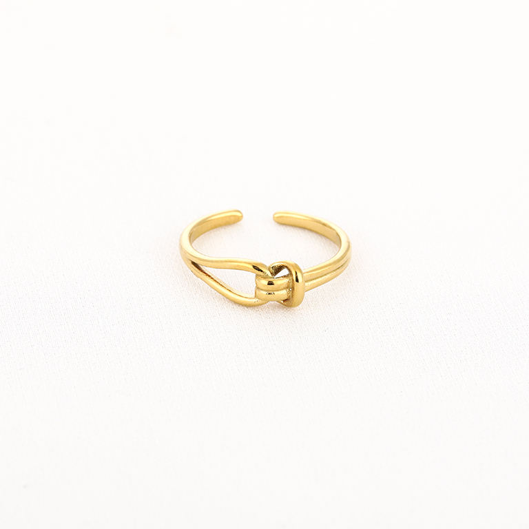 Verstelbare knoop ring van stainless steel in goud en zilver