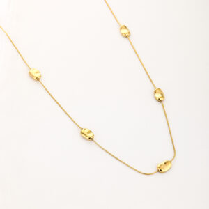 Lange Stainless Steel Ketting met Organische Kralen – 90 cm